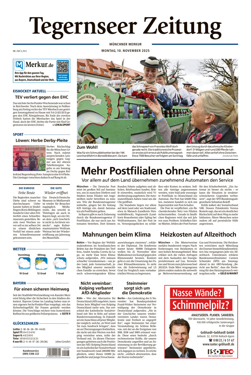 Tegernseer Zeitung vom Montag, 10.11.2025