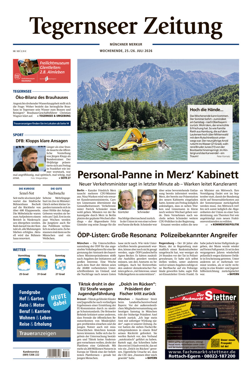Tegernseer Zeitung vom Samstag, 25.07.2026
