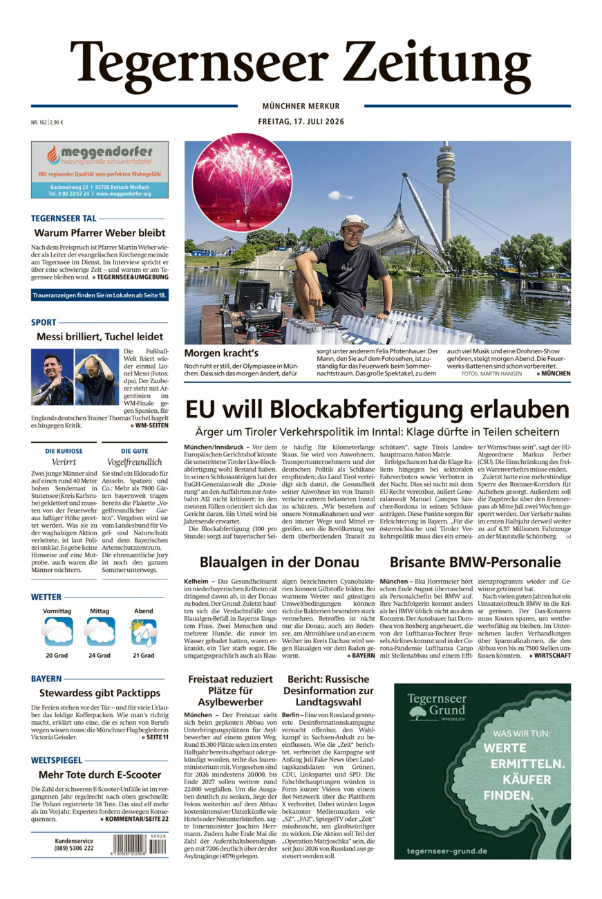 Tegernseer Zeitung vom Freitag, 17.07.2026