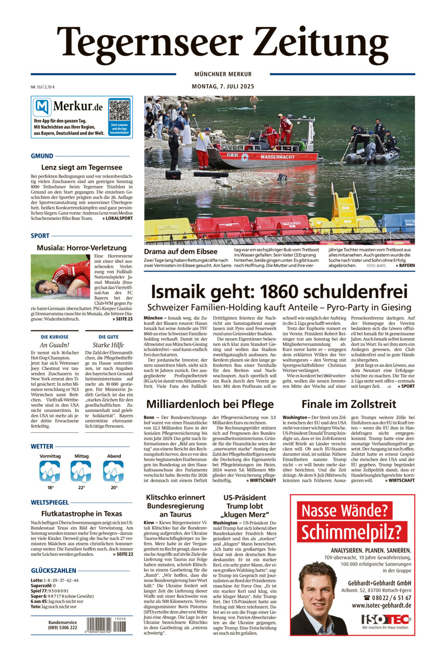 Tegernseer Zeitung vom Montag, 07.07.2025