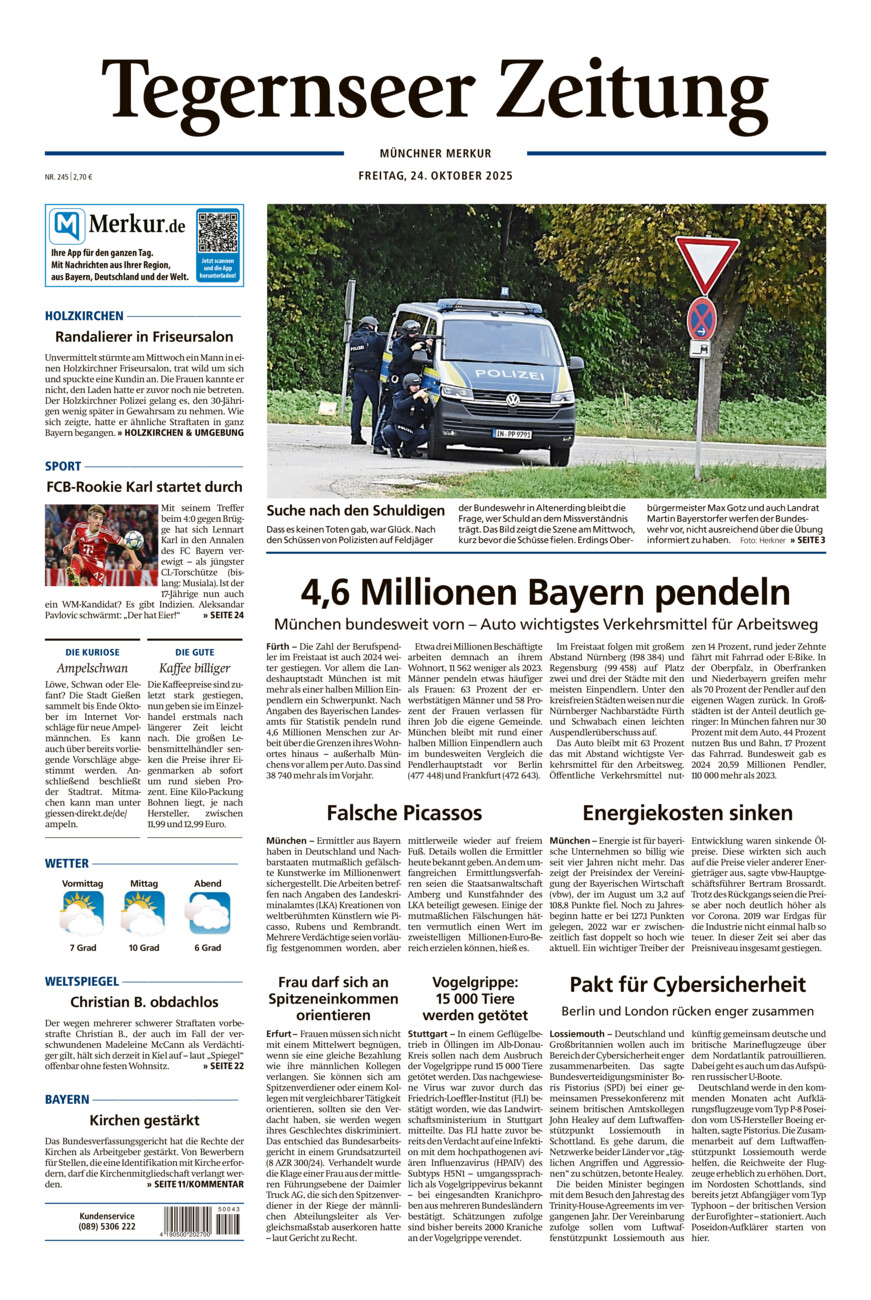 Tegernseer Zeitung vom Freitag, 24.10.2025