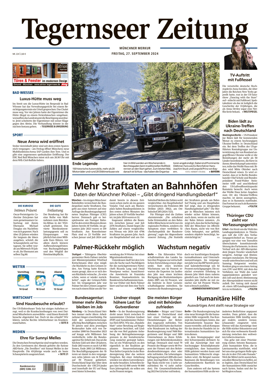 Tegernseer Zeitung vom Freitag, 27.09.2024