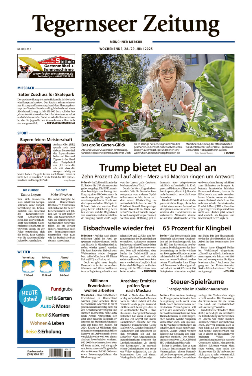 Tegernseer Zeitung vom Samstag, 28.06.2025
