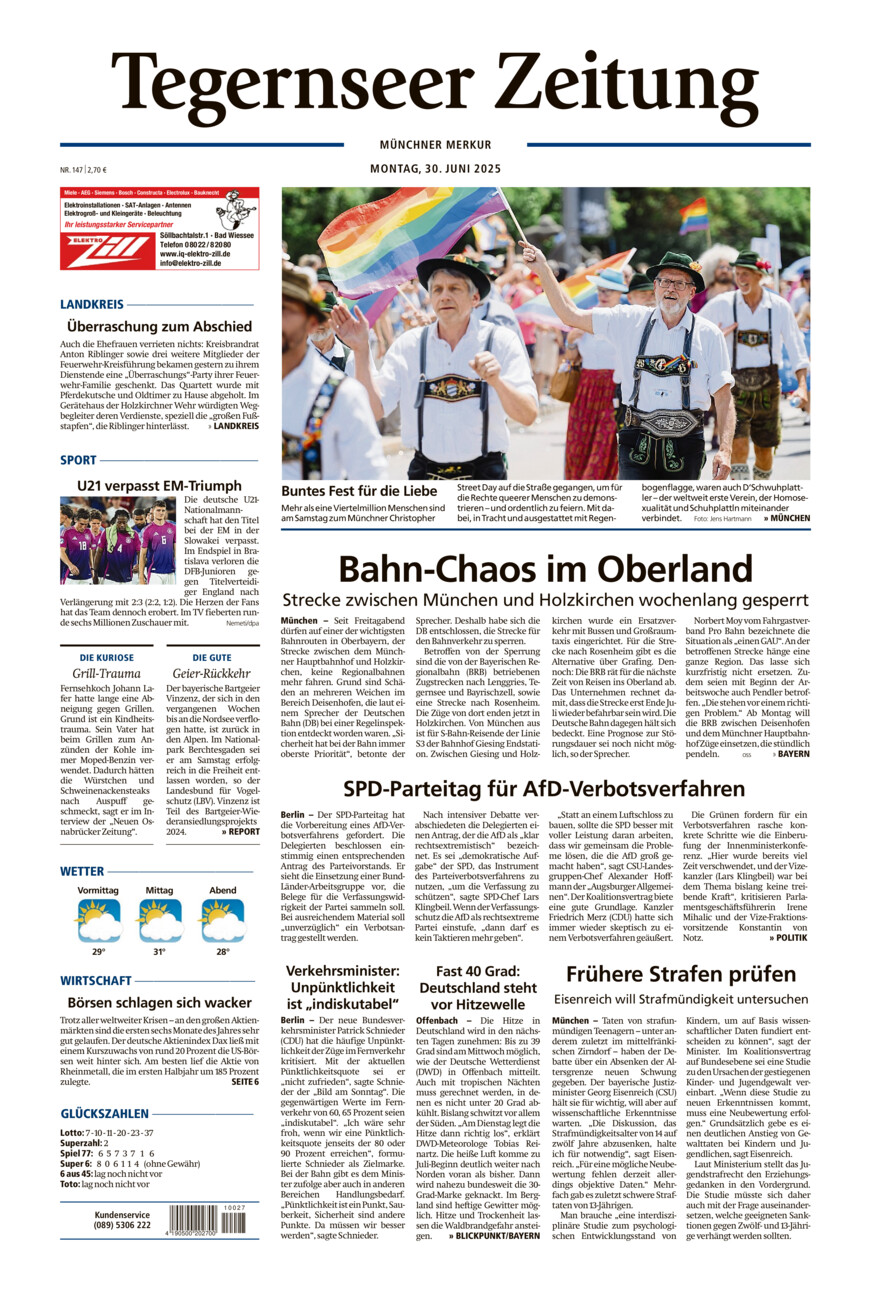 Tegernseer Zeitung vom Montag, 30.06.2025