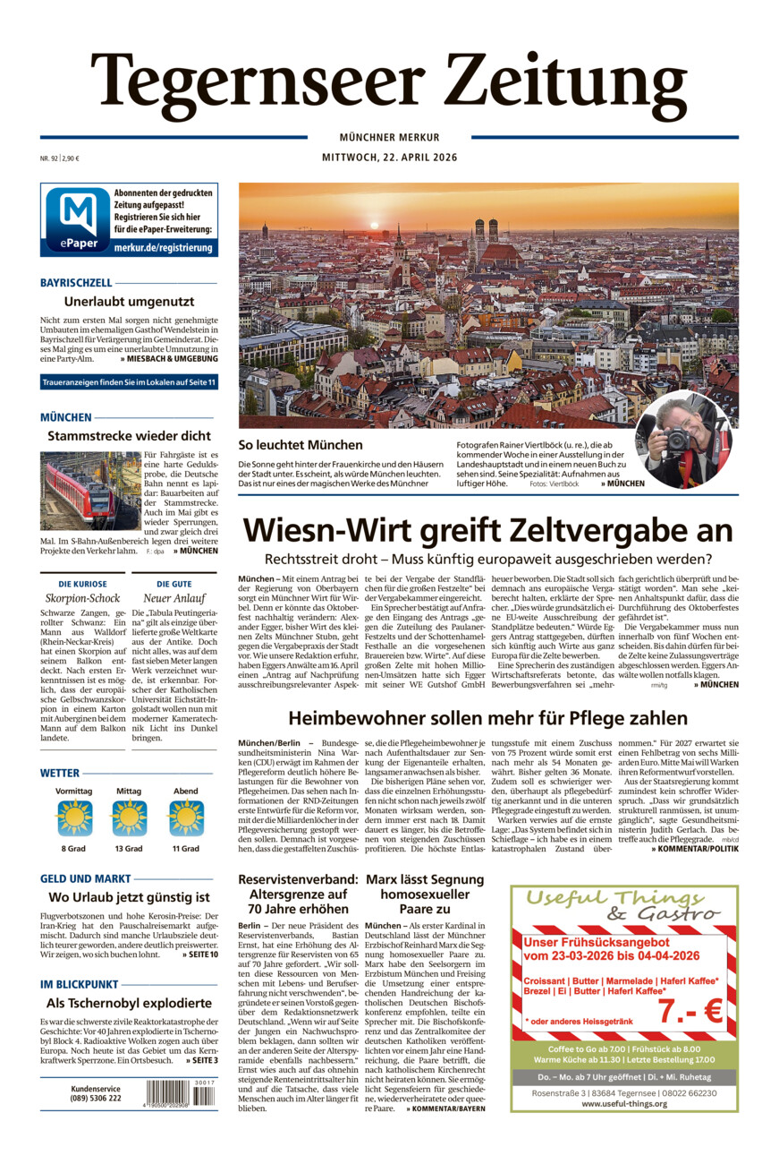 Tegernseer Zeitung vom Mittwoch, 22.04.2026