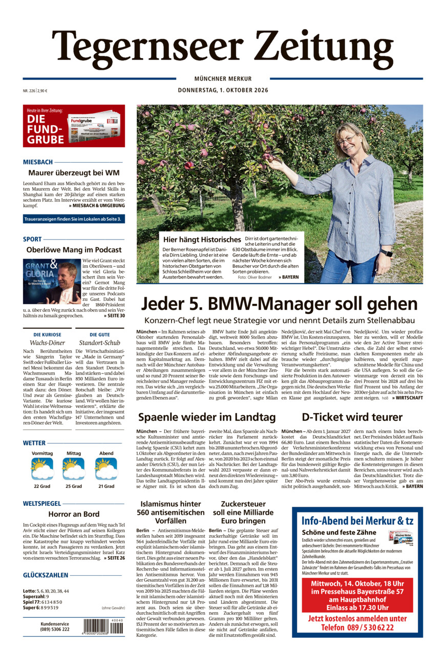 Tegernseer Zeitung vom Donnerstag, 01.10.2026
