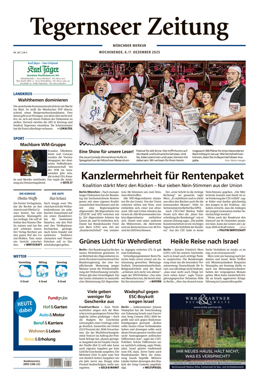Tegernseer Zeitung vom Samstag, 06.12.2025