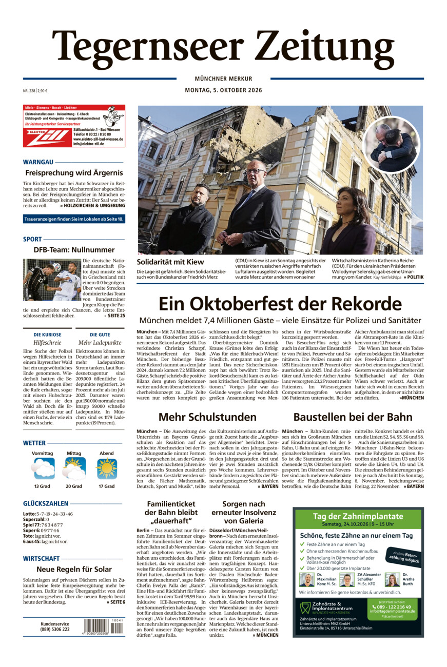 Tegernseer Zeitung vom Montag, 05.10.2026