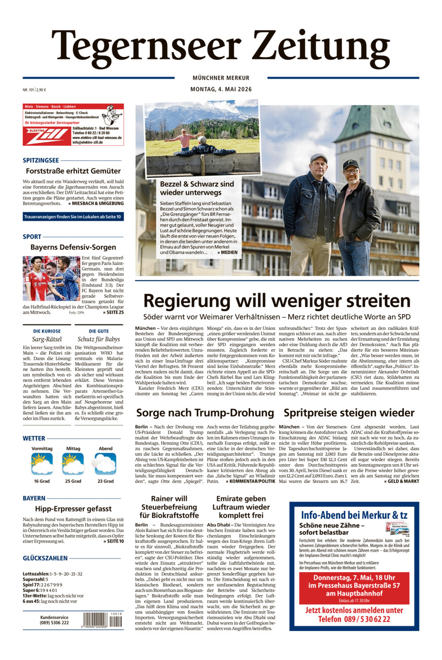 Tegernseer Zeitung vom Montag, 04.05.2026