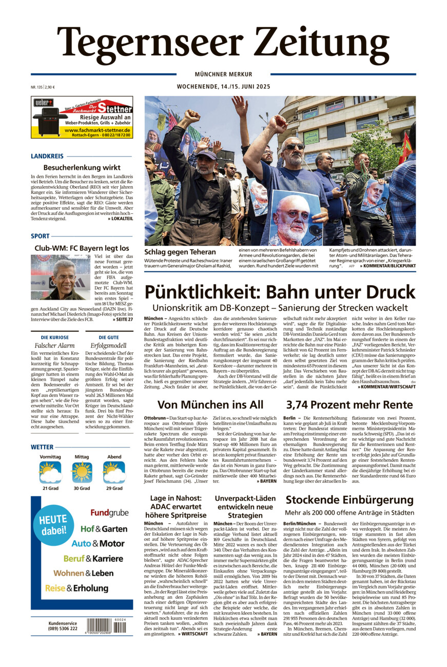 Tegernseer Zeitung vom Samstag, 14.06.2025