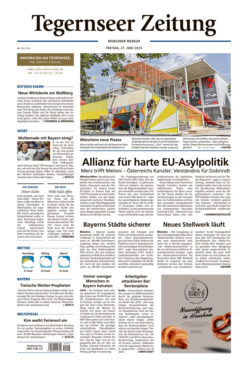 Tegernseer Zeitung vom Freitag, 27.06.2025