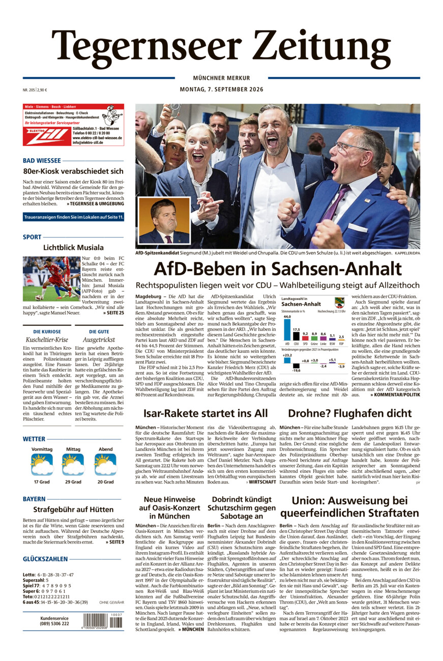 Tegernseer Zeitung vom Montag, 07.09.2026