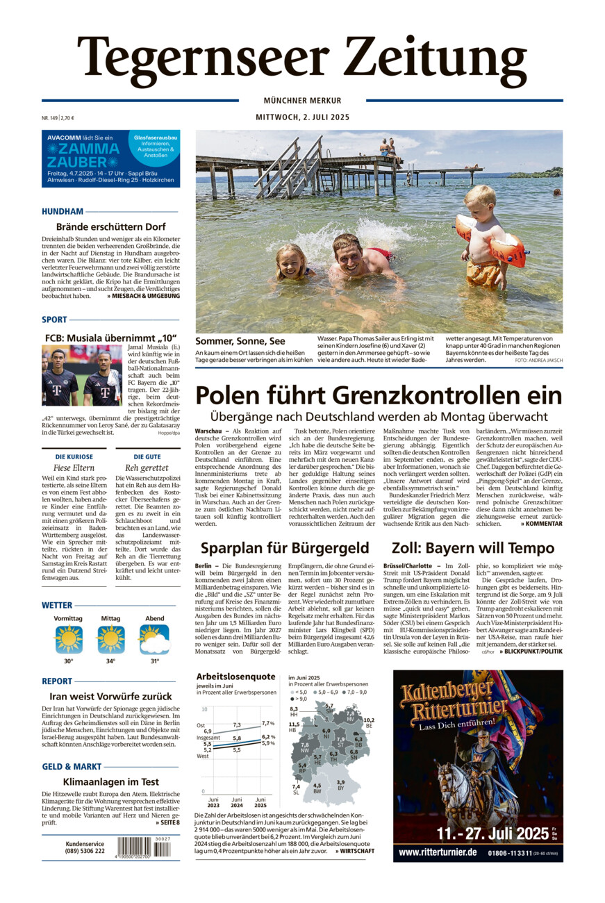 Tegernseer Zeitung vom Mittwoch, 02.07.2025
