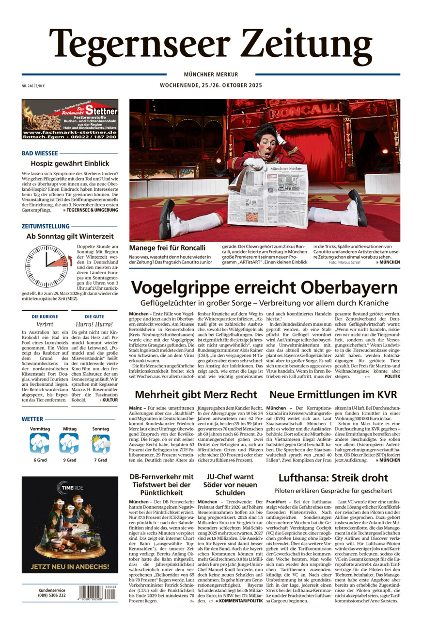 Tegernseer Zeitung vom Samstag, 25.10.2025