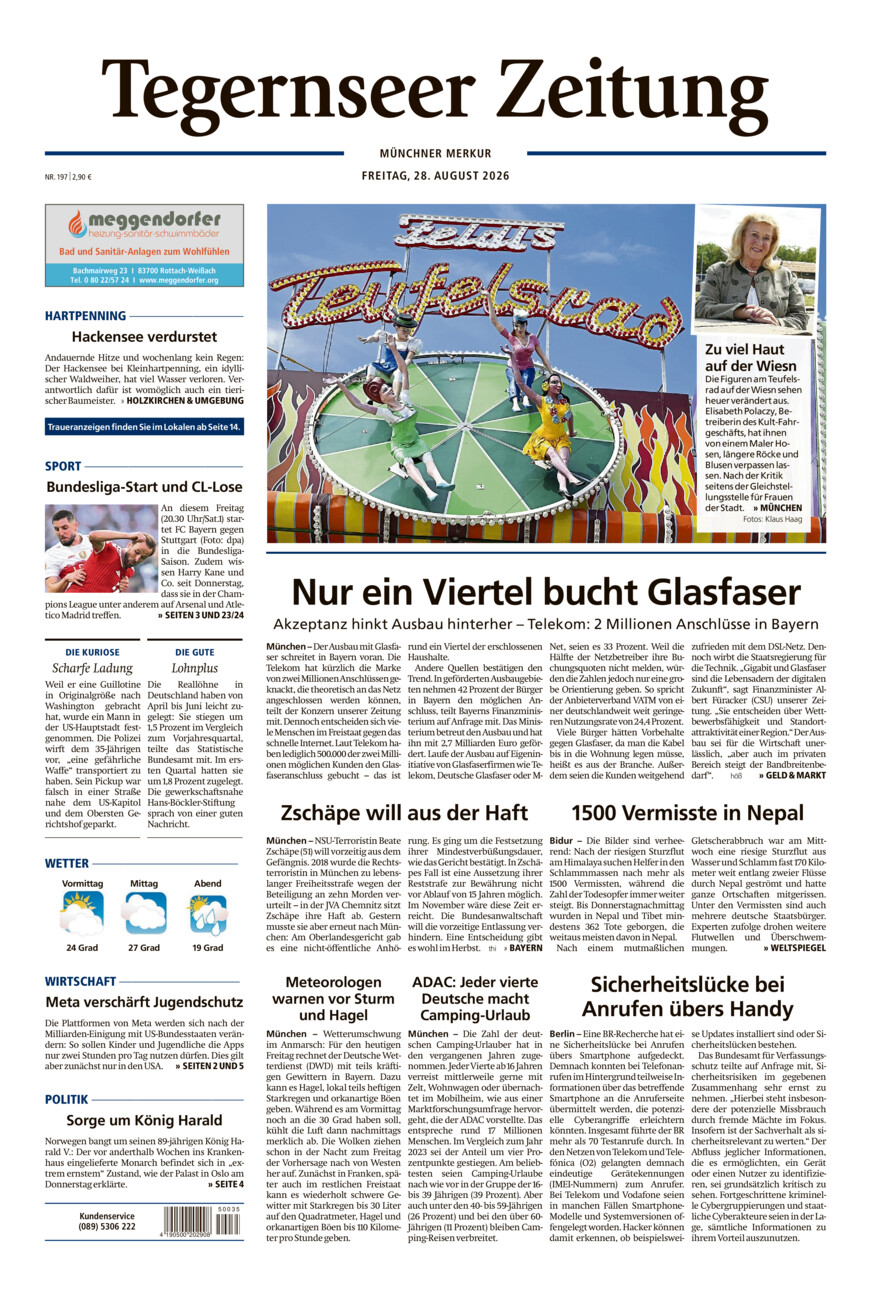 Tegernseer Zeitung vom Freitag, 28.08.2026