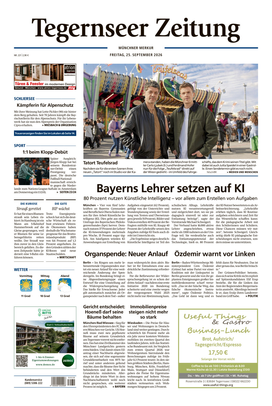Tegernseer Zeitung vom Freitag, 25.09.2026