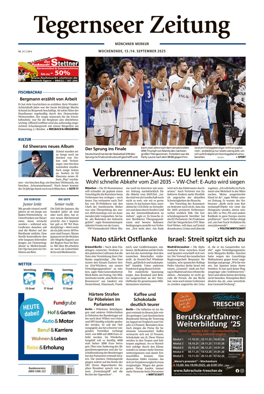 Tegernseer Zeitung vom Samstag, 13.09.2025
