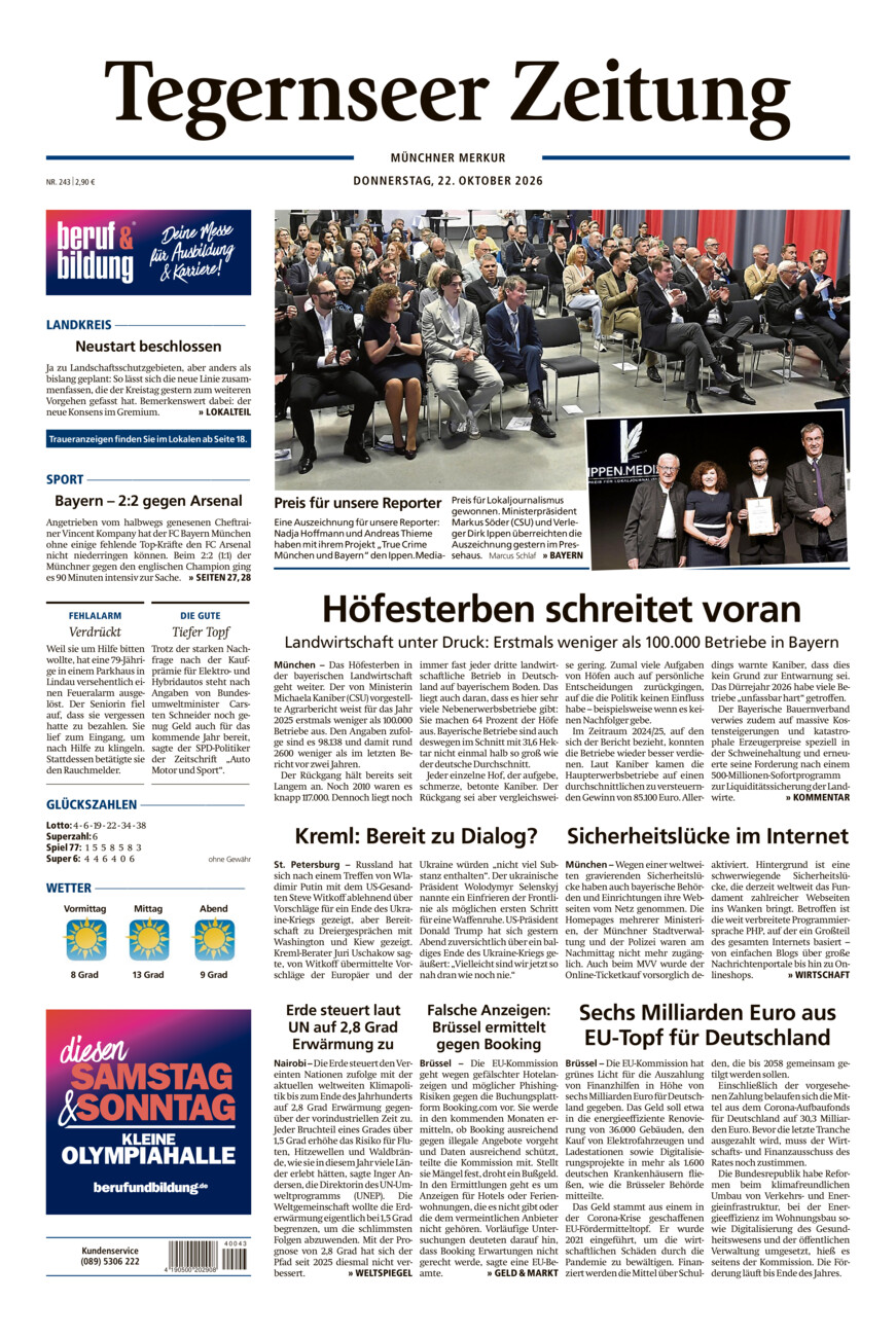 Tegernseer Zeitung vom Donnerstag, 22.10.2026