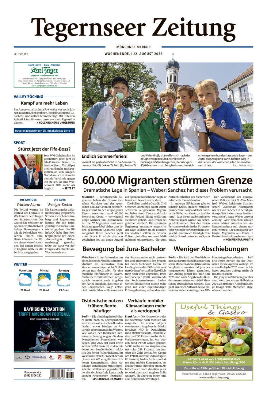 Tegernseer Zeitung vom Samstag, 01.08.2026