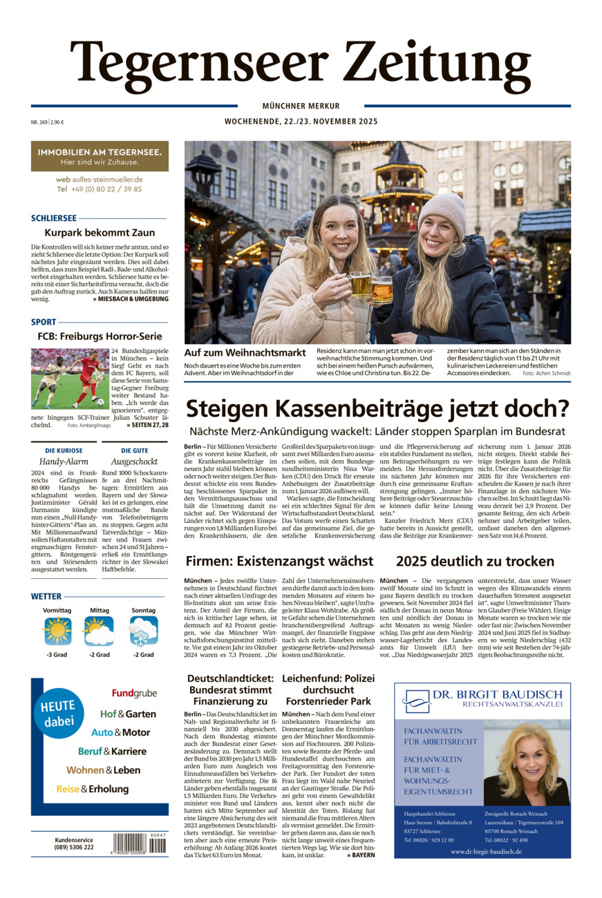 Tegernseer Zeitung vom Samstag, 22.11.2025