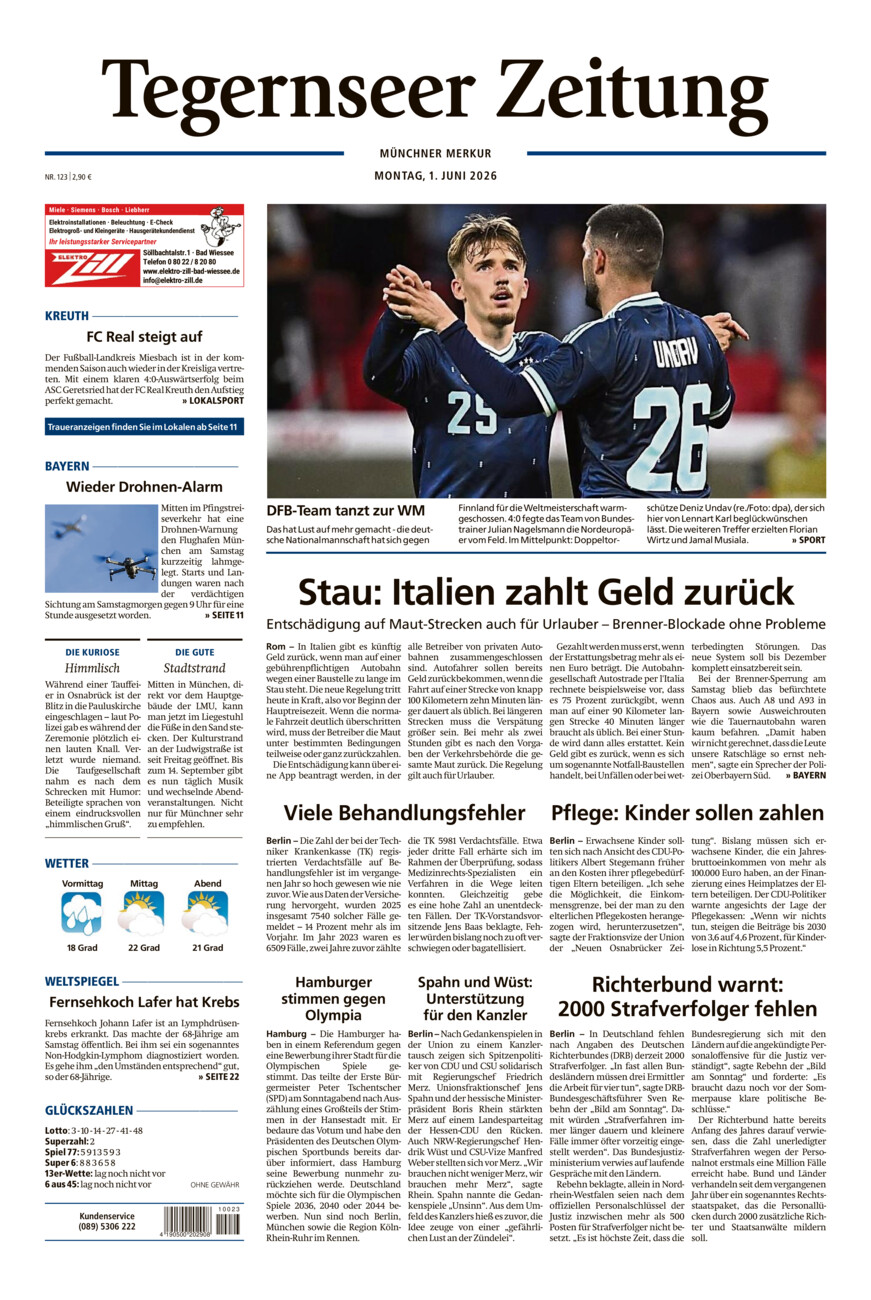 Tegernseer Zeitung vom Montag, 01.06.2026