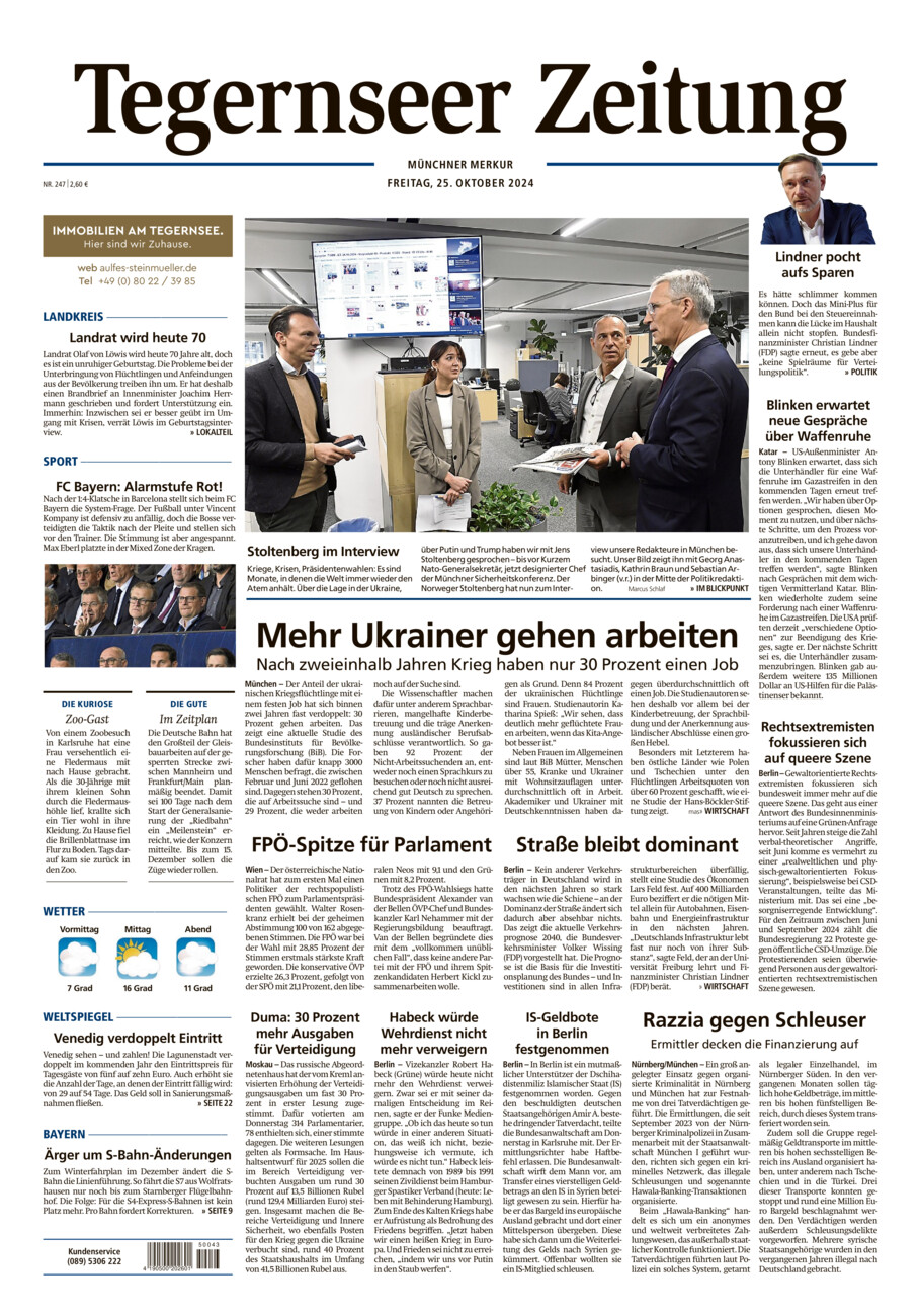 Tegernseer Zeitung vom Freitag, 25.10.2024