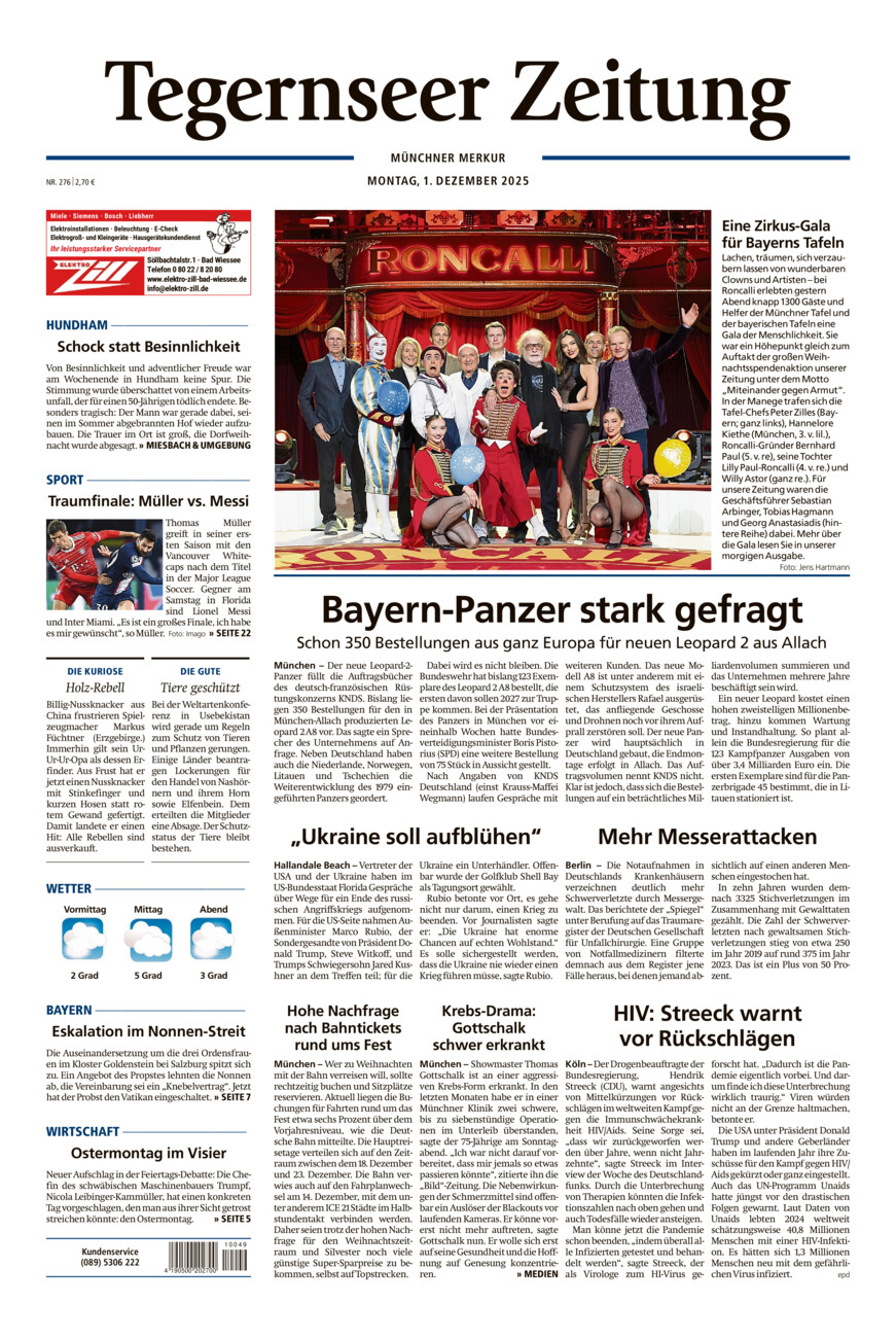 Tegernseer Zeitung vom Montag, 01.12.2025