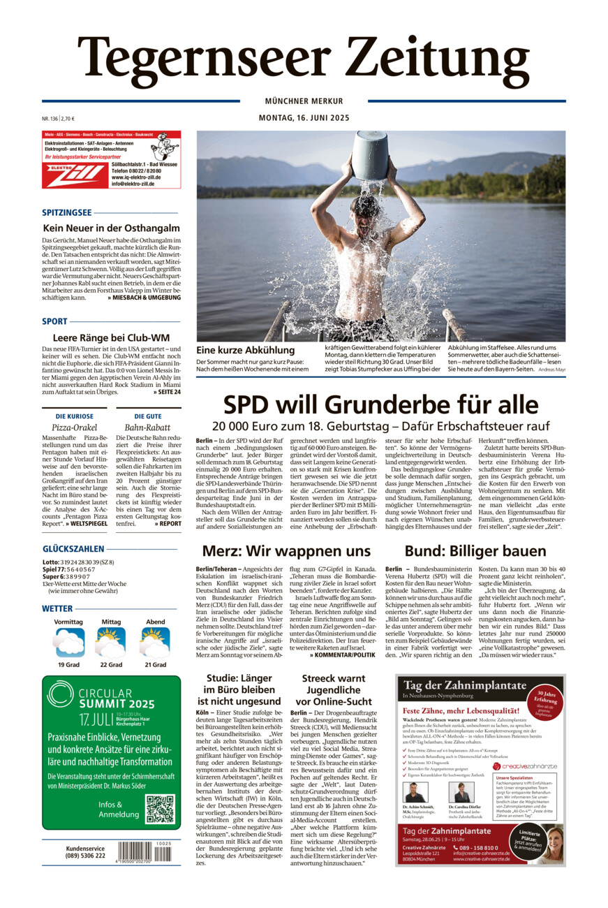 Tegernseer Zeitung vom Montag, 16.06.2025