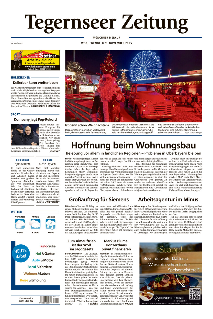 Tegernseer Zeitung vom Samstag, 08.11.2025