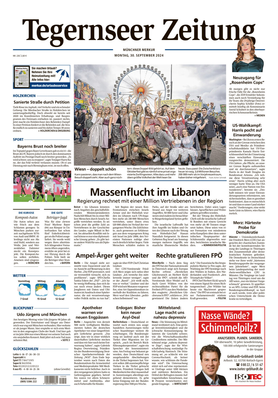 Tegernseer Zeitung vom Montag, 30.09.2024