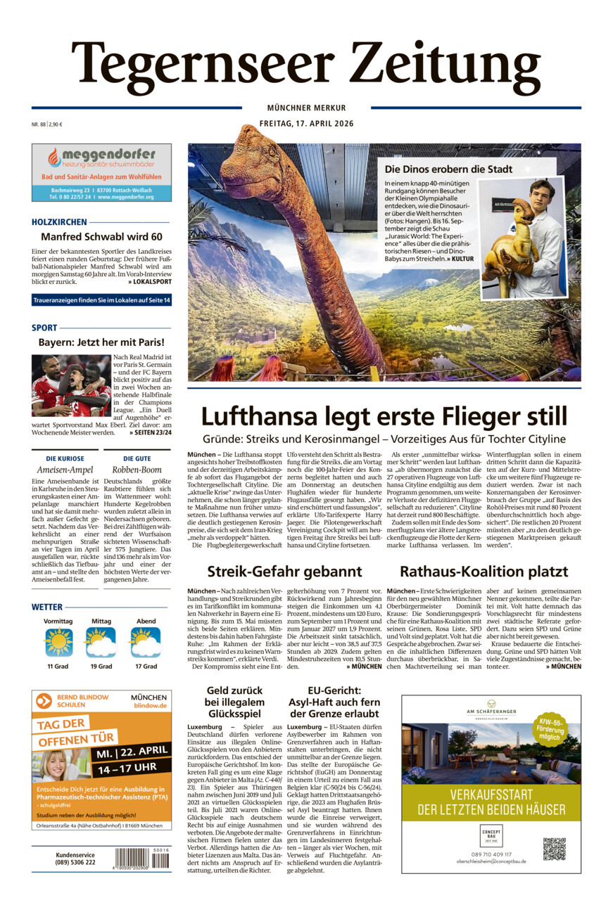 Tegernseer Zeitung vom Freitag, 17.04.2026