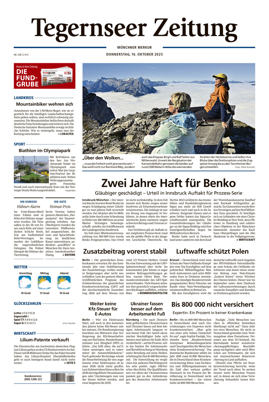 Tegernseer Zeitung vom Donnerstag, 16.10.2025