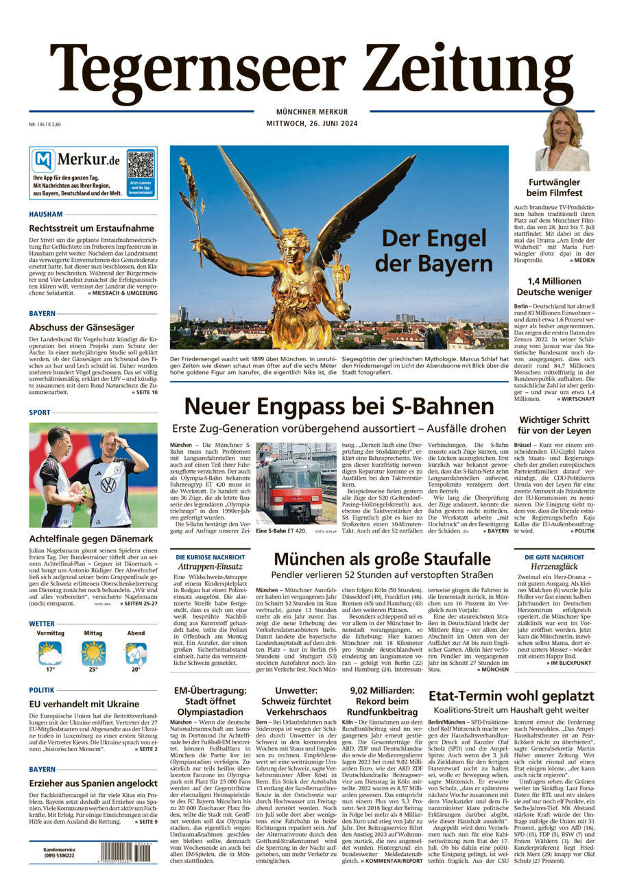 Tegernseer Zeitung vom Mittwoch, 26.06.2024