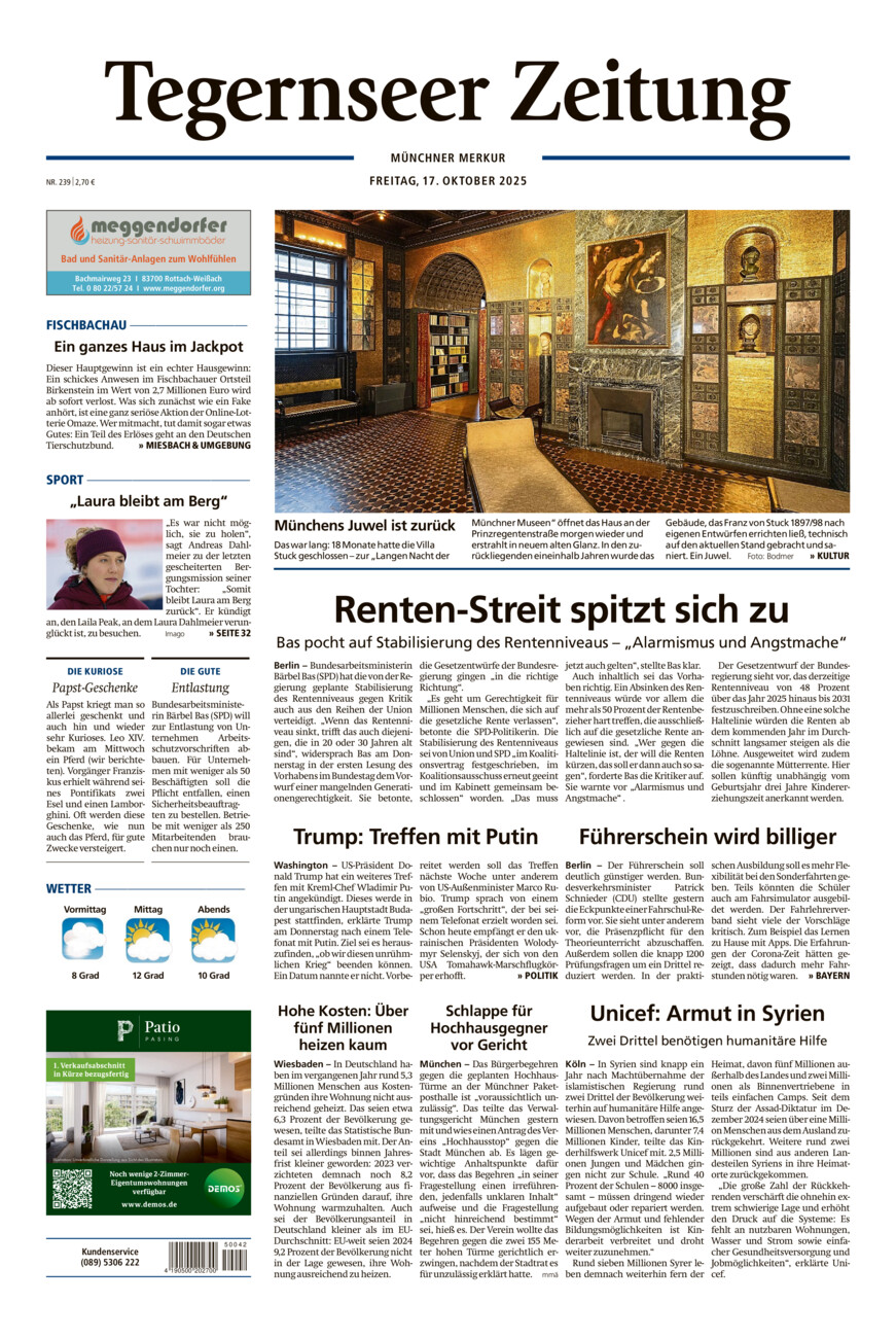 Tegernseer Zeitung vom Freitag, 17.10.2025
