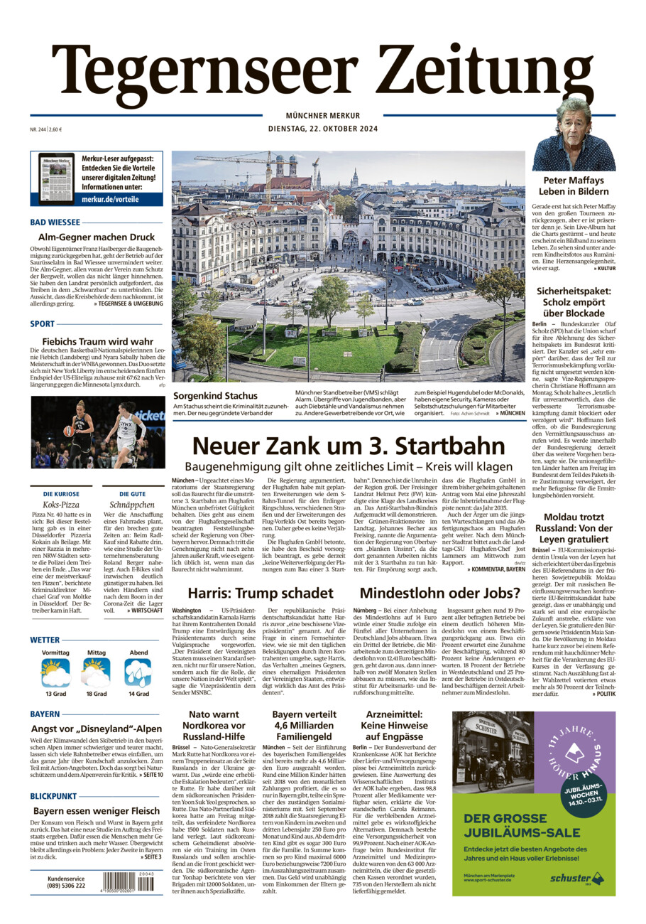 Tegernseer Zeitung vom Dienstag, 22.10.2024