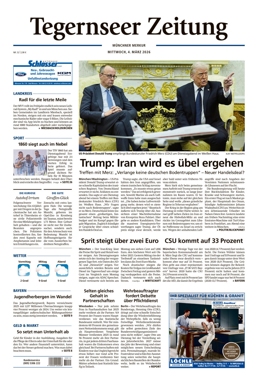 Tegernseer Zeitung vom Mittwoch, 04.03.2026