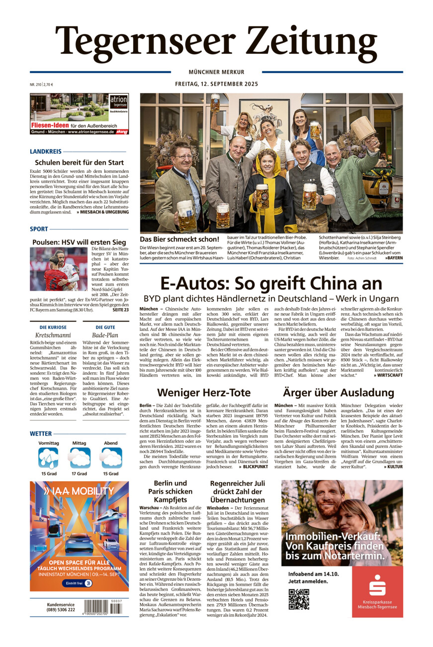 Tegernseer Zeitung vom Freitag, 12.09.2025