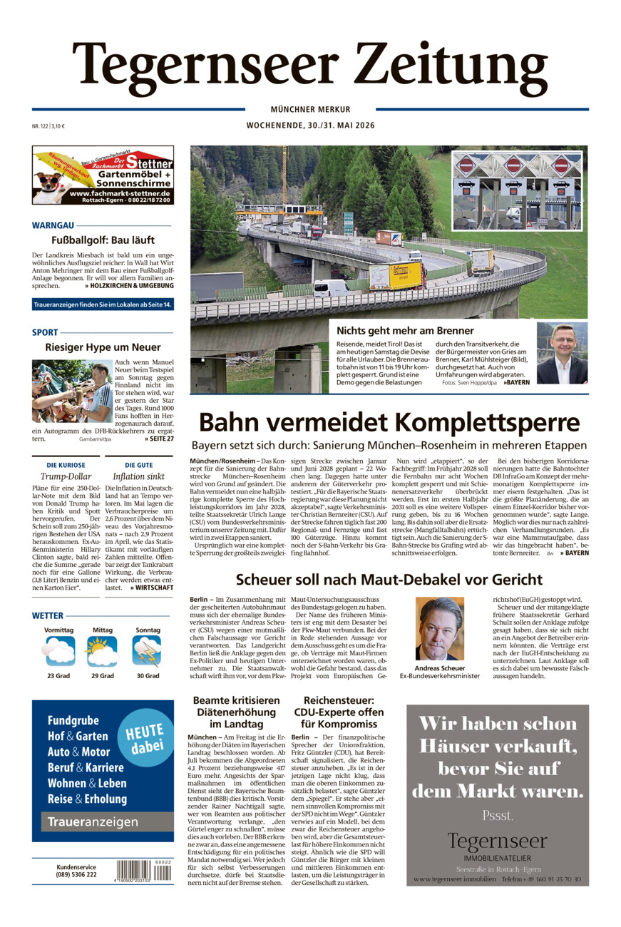 Tegernseer Zeitung vom Samstag, 30.05.2026