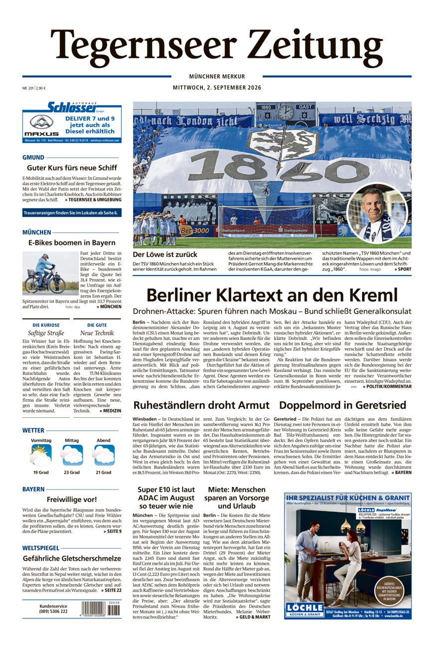 Tegernseer Zeitung vom Mittwoch, 02.09.2026
