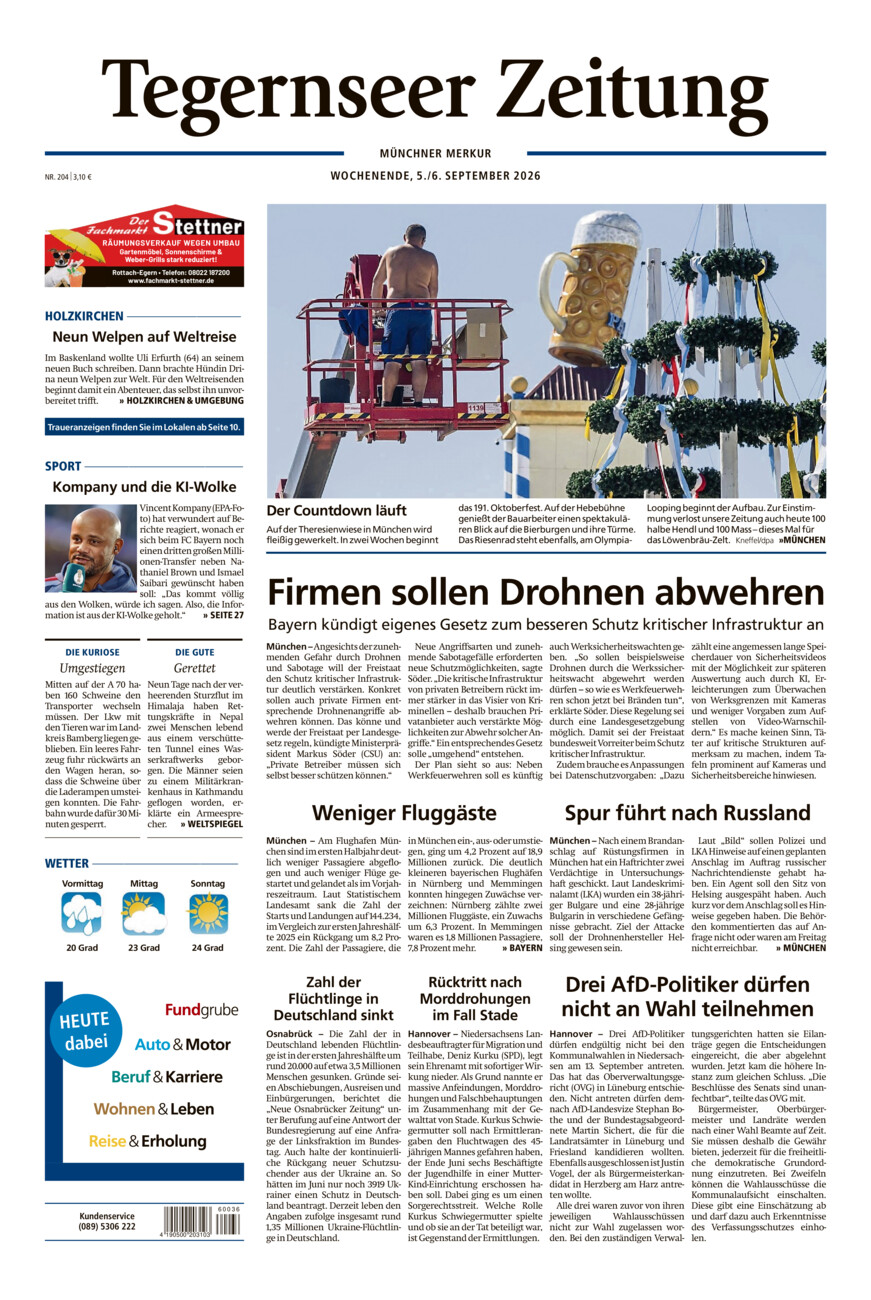 Tegernseer Zeitung vom Samstag, 05.09.2026