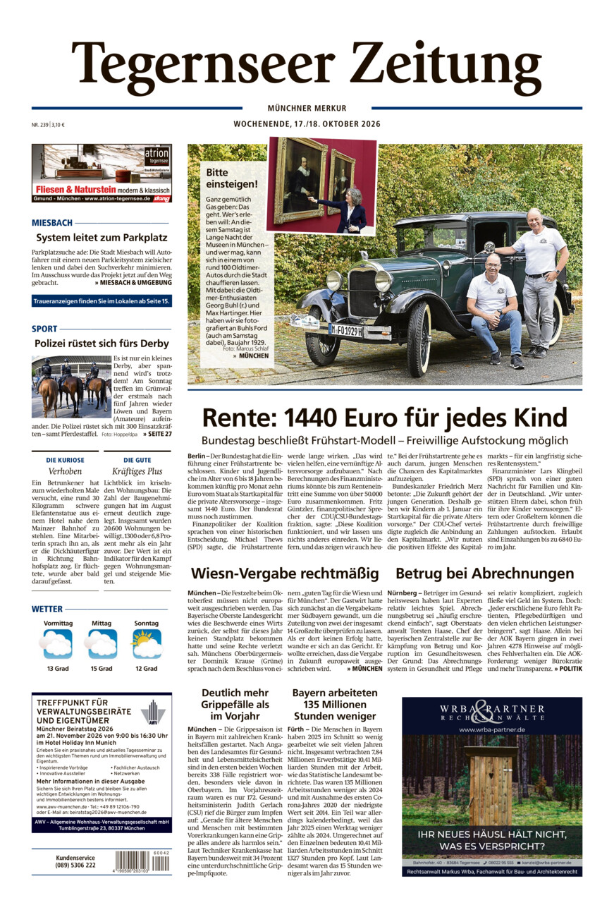 Tegernseer Zeitung vom Samstag, 17.10.2026