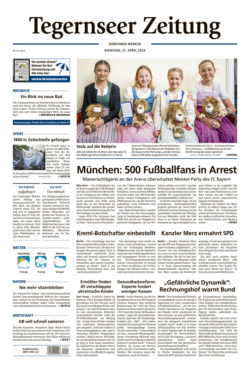 Tegernseer Zeitung vom Dienstag, 21.04.2026