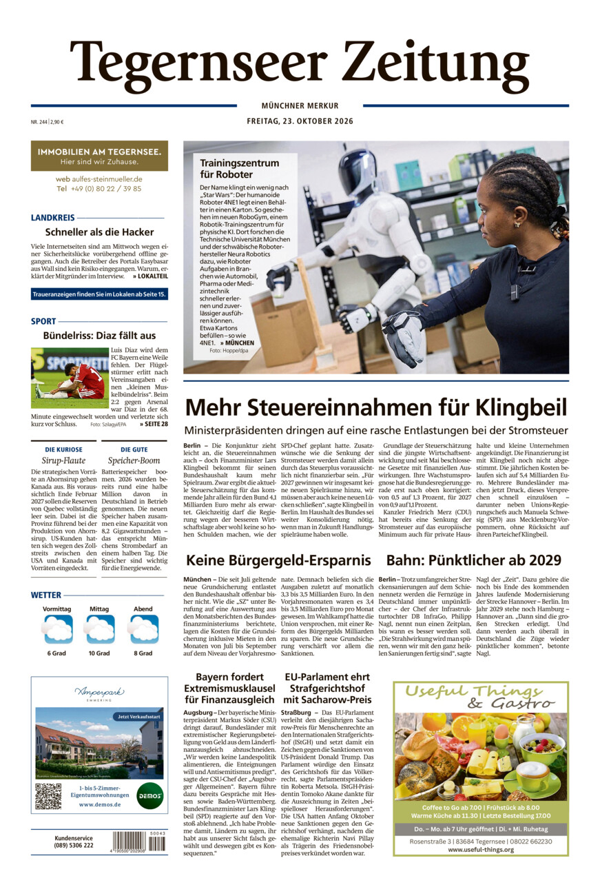 Tegernseer Zeitung vom Freitag, 23.10.2026