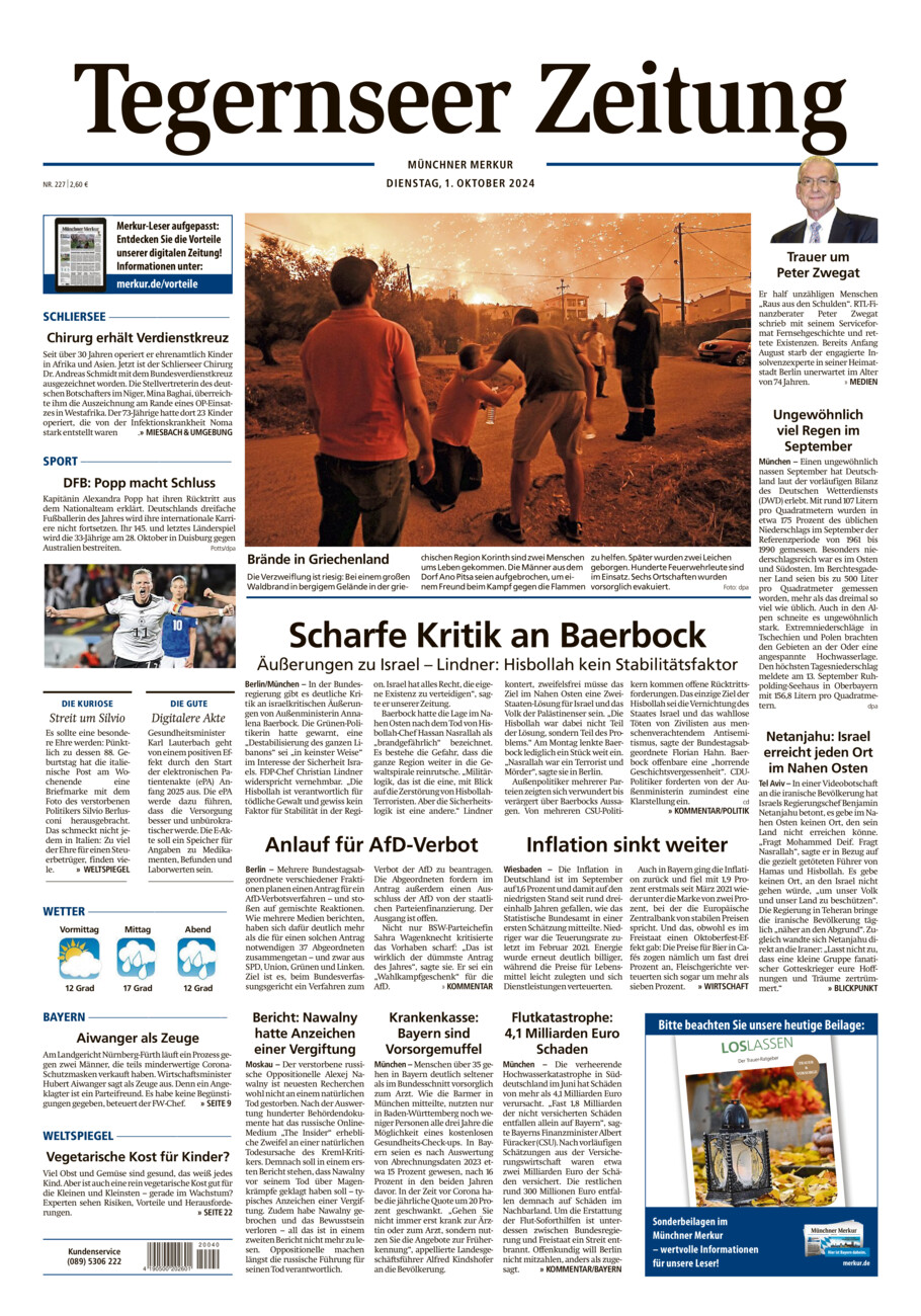 Tegernseer Zeitung vom Dienstag, 01.10.2024