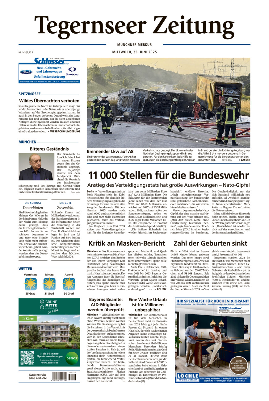 Tegernseer Zeitung vom Mittwoch, 25.06.2025