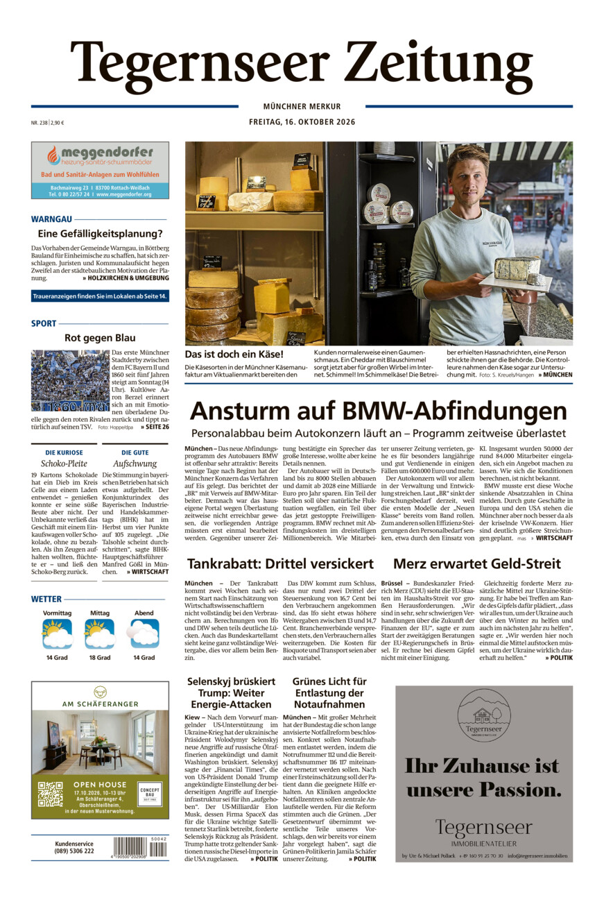 Tegernseer Zeitung vom Freitag, 16.10.2026