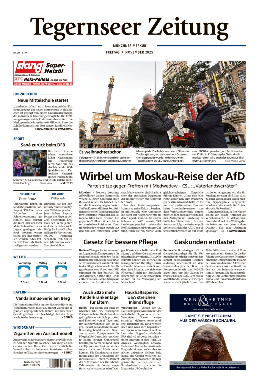 Tegernseer Zeitung vom Freitag, 07.11.2025