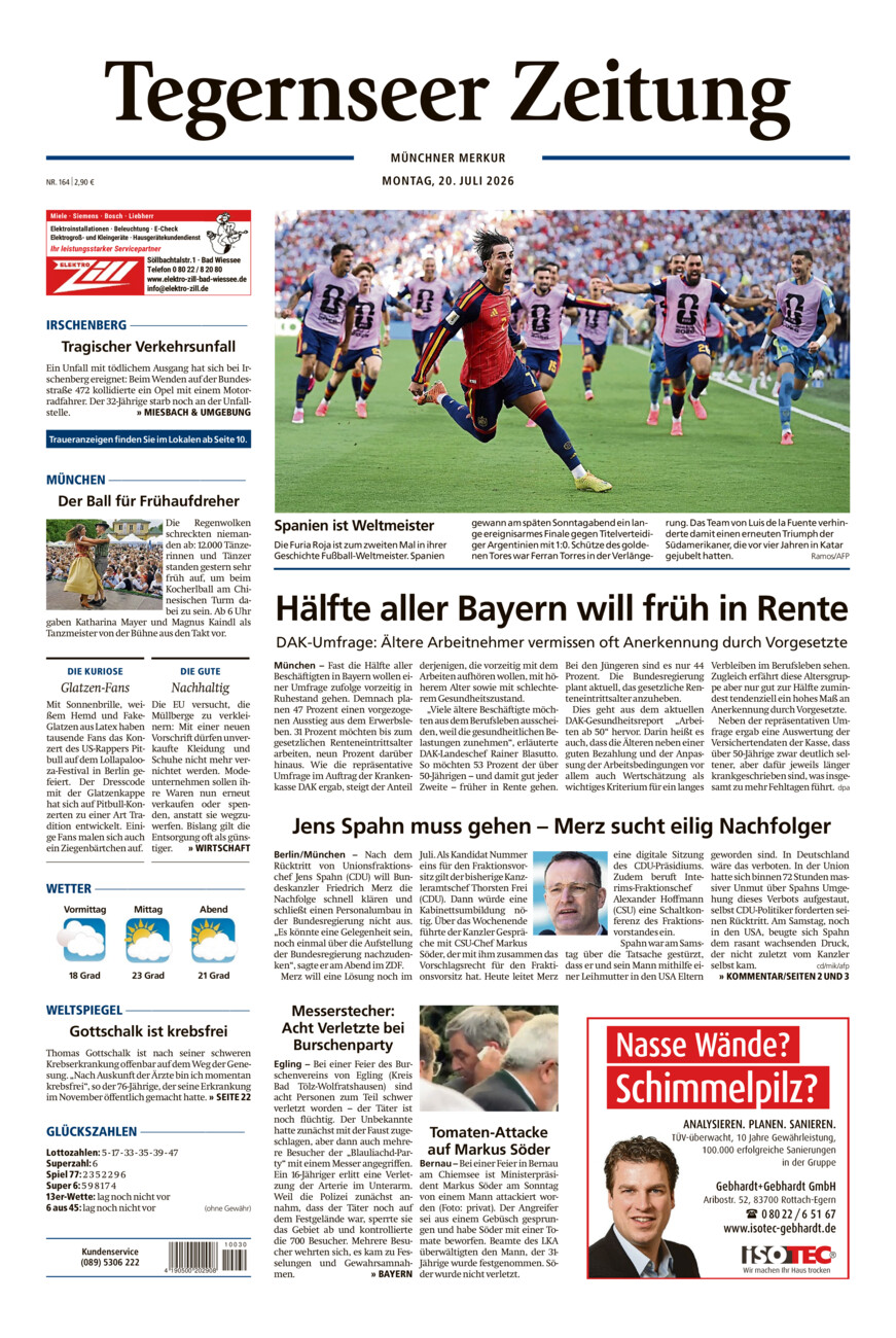 Tegernseer Zeitung vom Montag, 20.07.2026