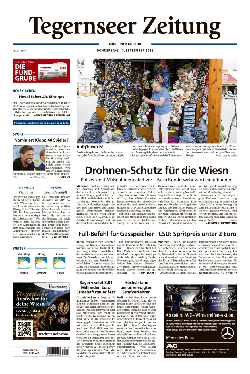 Tegernseer Zeitung vom Donnerstag, 17.09.2026