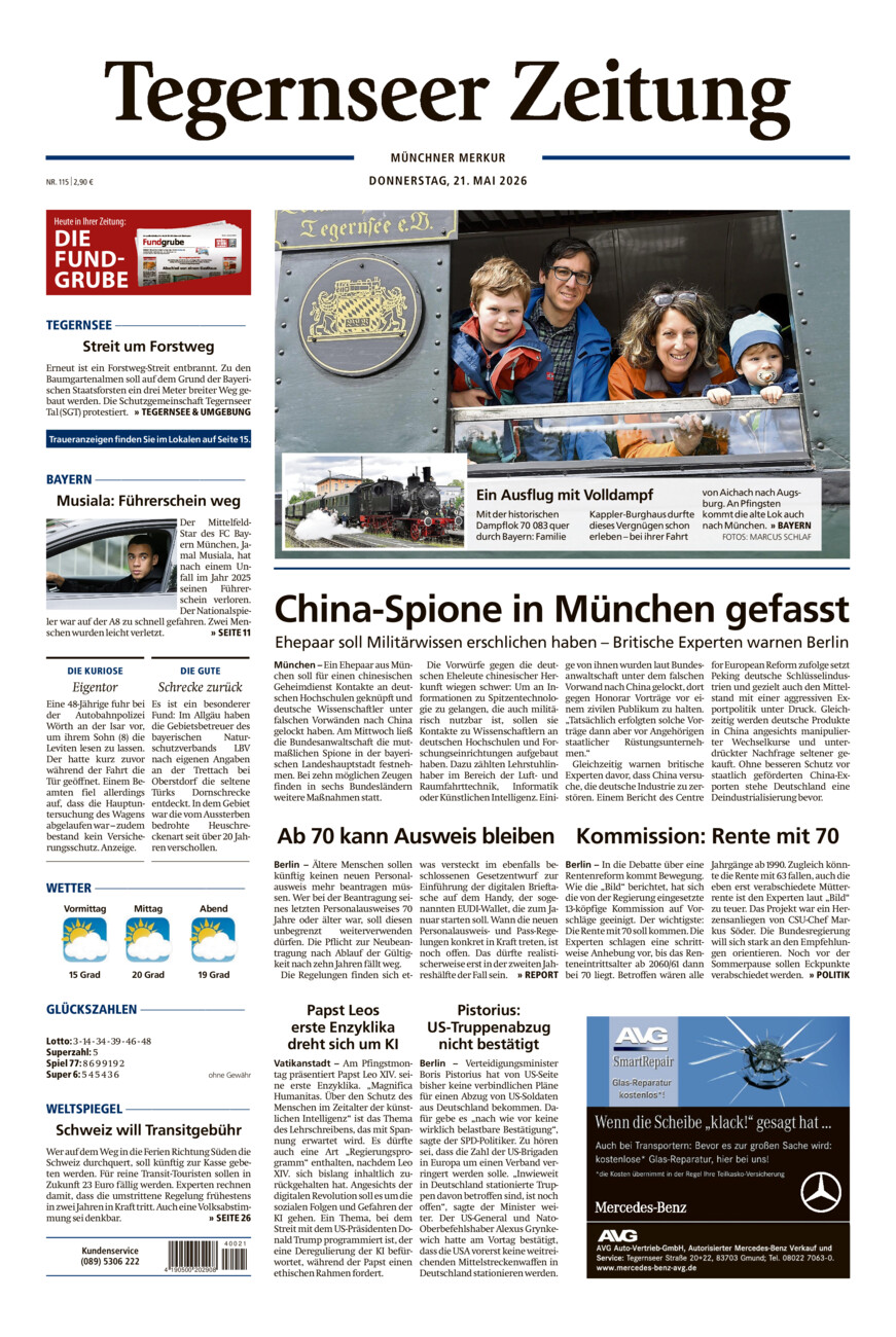 Tegernseer Zeitung vom Donnerstag, 21.05.2026